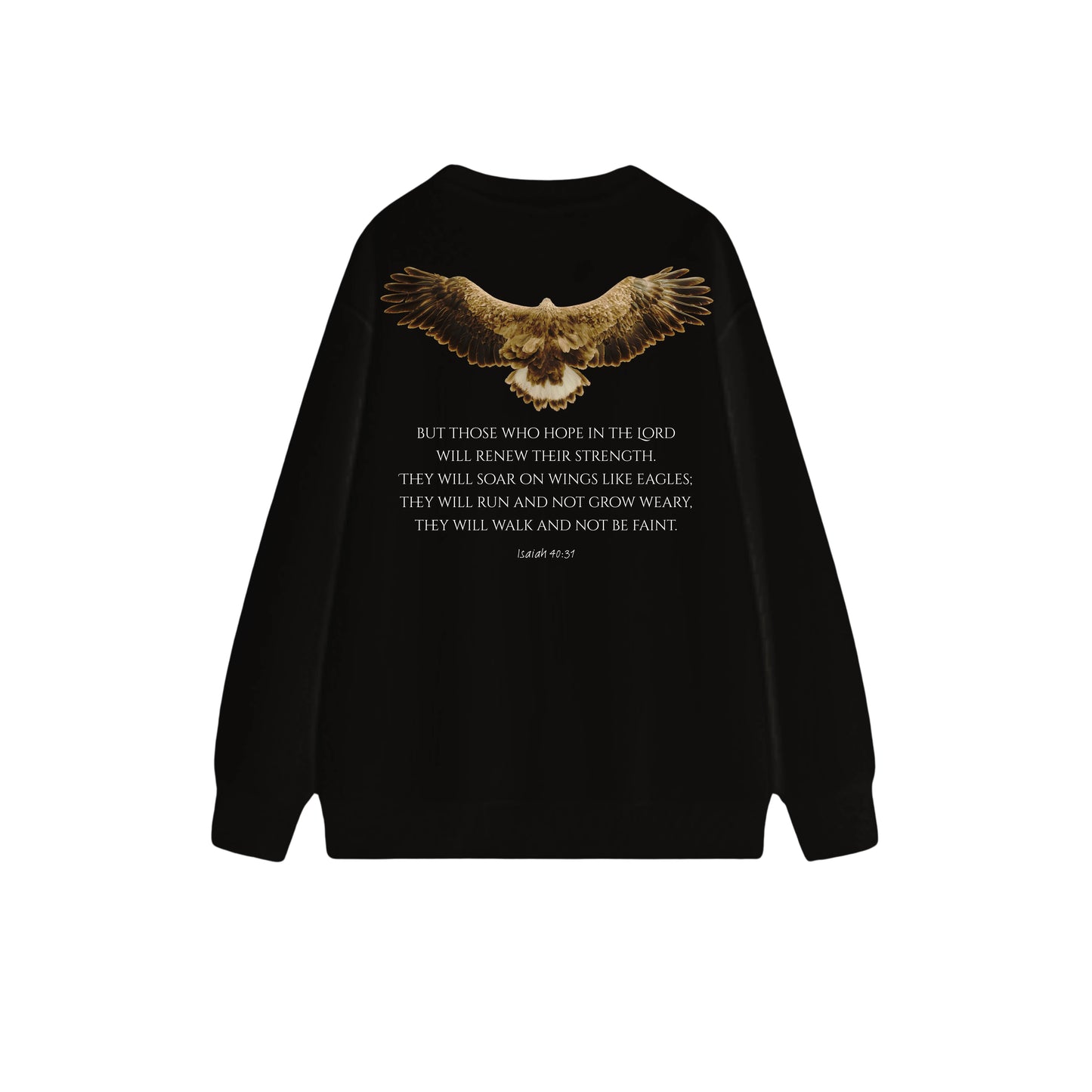 如鷹展翅圓領長袖衛衣 - 黑色(BK) - 背面