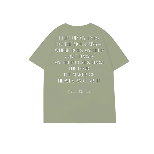 向山舉目圓領短袖T恤 - 淺綠色(LG) - 背面