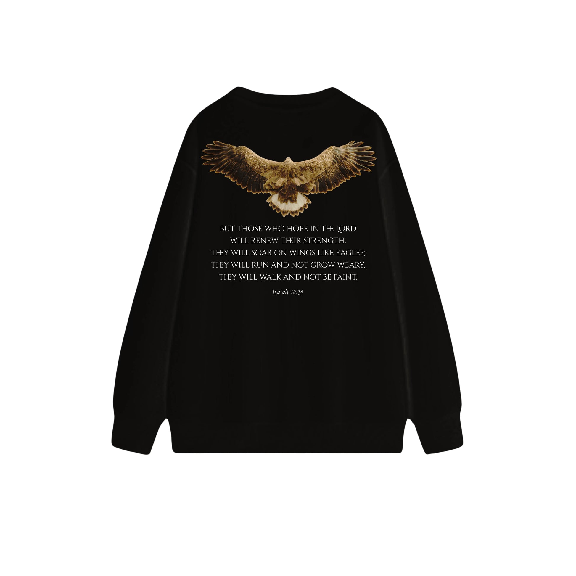 如鷹展翅圓領長袖衛衣 - 黑色(BK) - 背面