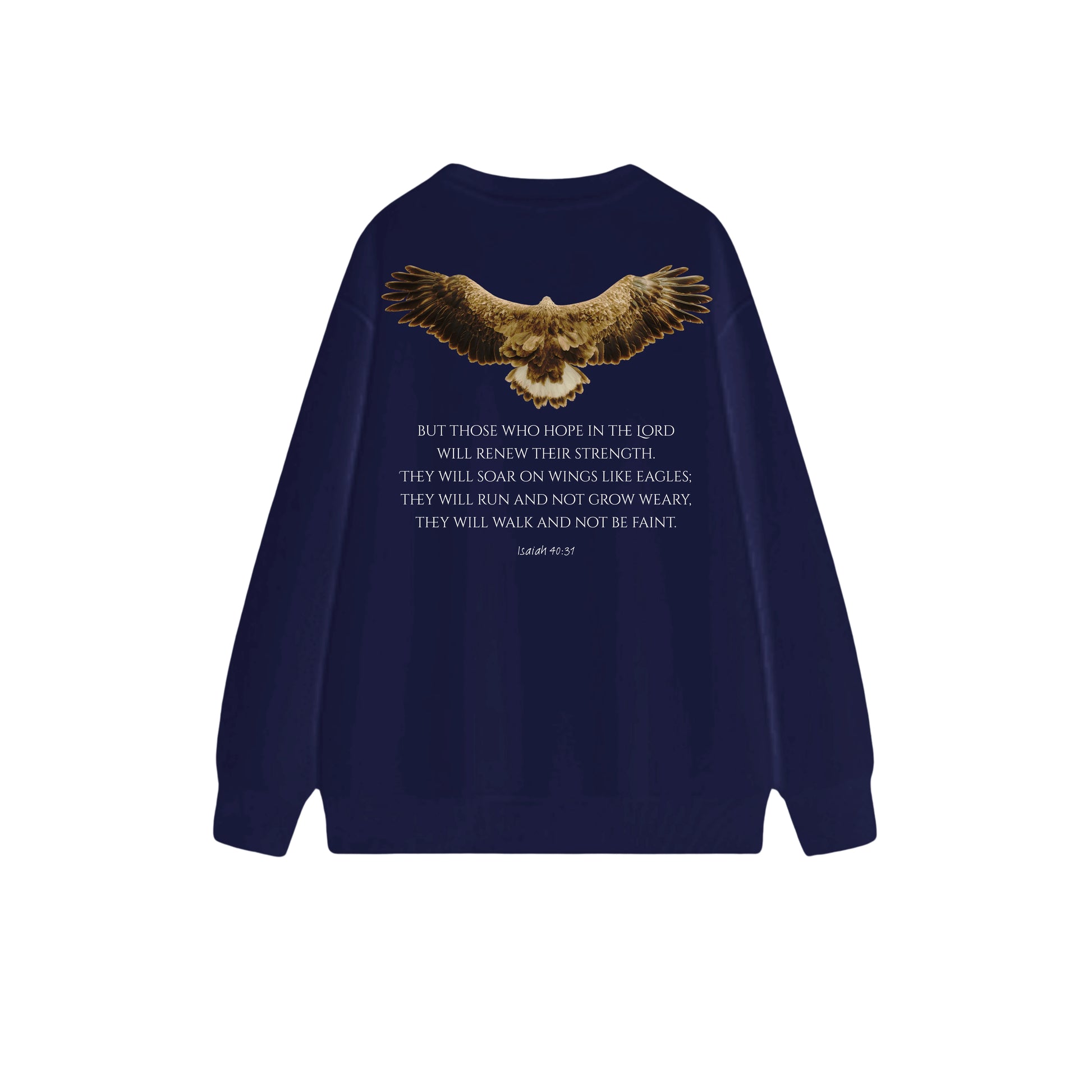 如鷹展翅圓領長袖衛衣 - 暗深藍色(NV) - 背面