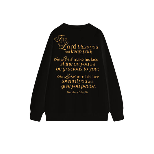 平安鴿子圓領長袖衛衣 - 黑色(BK) - 背面